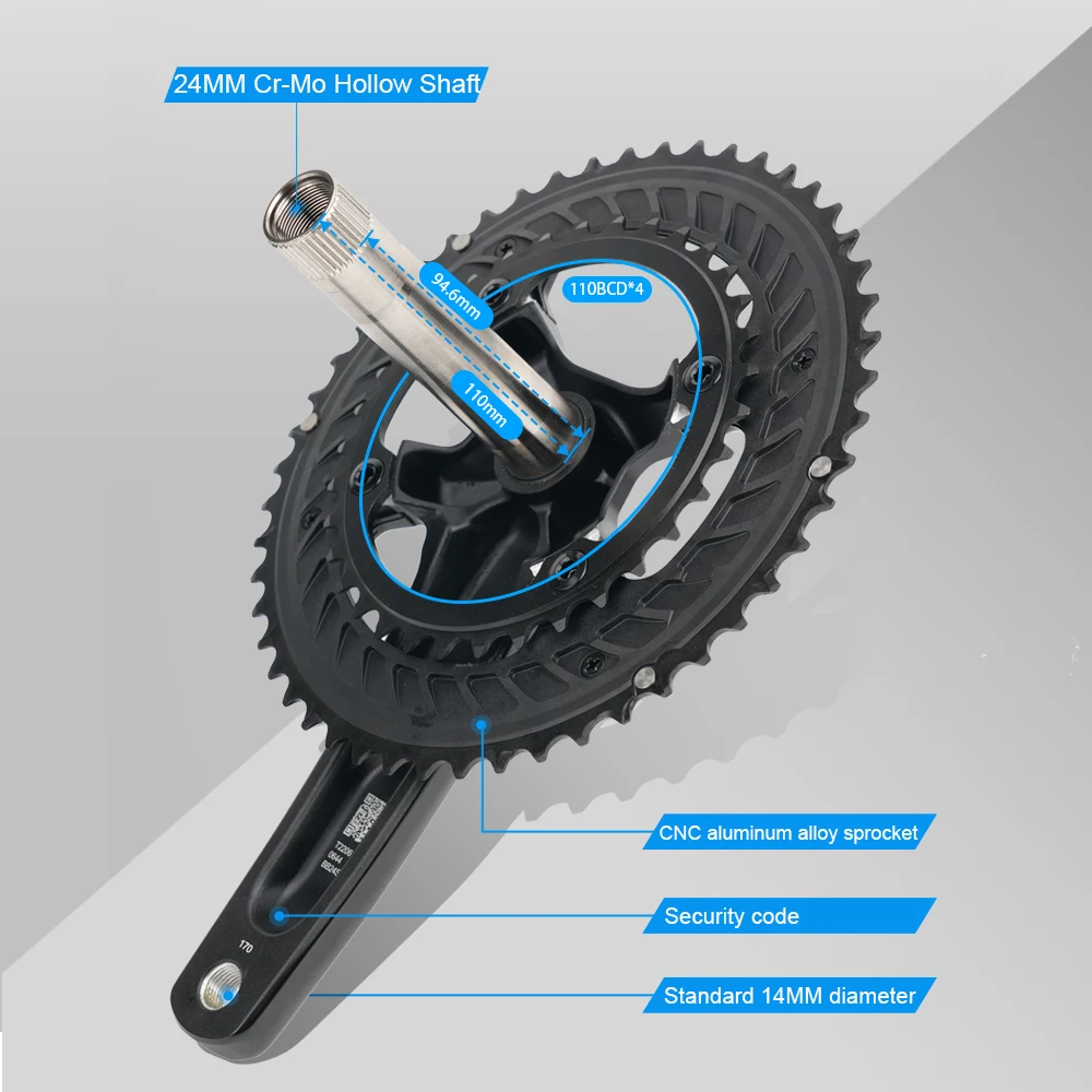 RIRO RACER R8 Road Bike Crankset Ultralight Chainwheel 170mm 50-34T Chainrings Sprockets Hollow Integrated Folding Bike Crankset