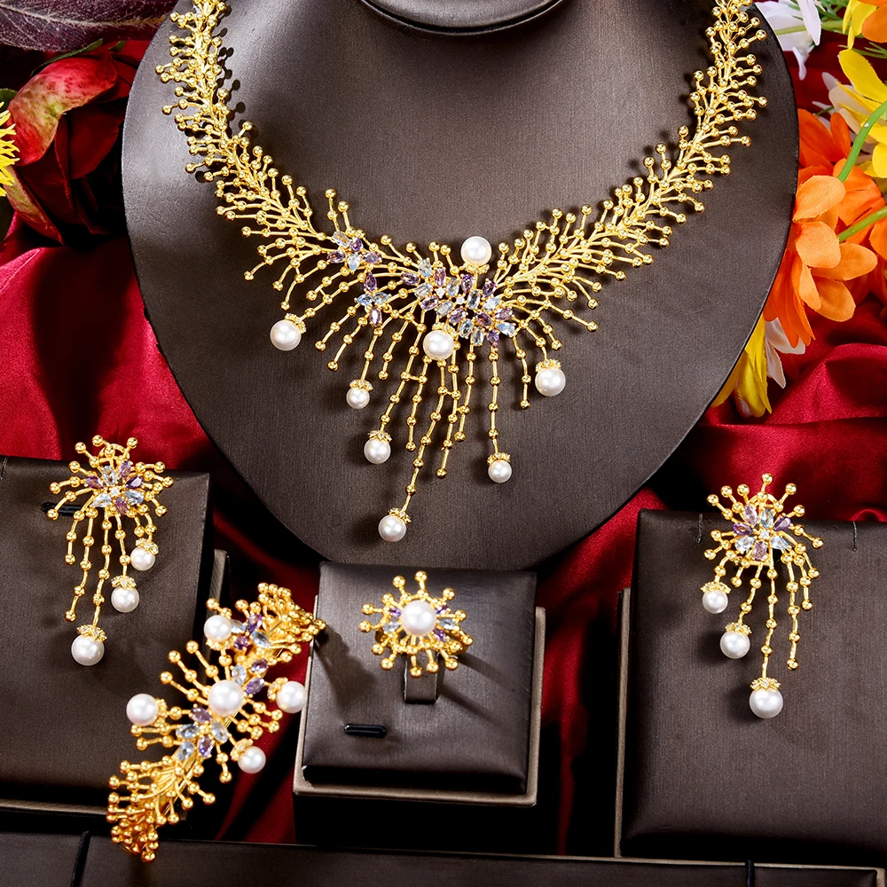 GODKI New Ball African Indian Jewelry Sets for Women Waterdrop Cubic Zircon Jewellery Set Dubai Saudi Party Engagement Accessory