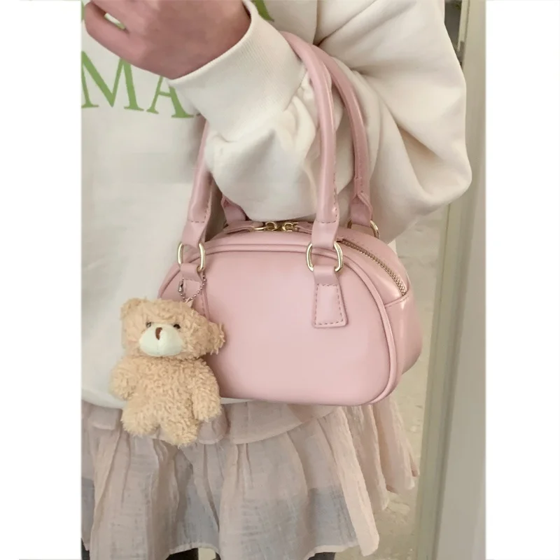 

Pink ell Crossbody Bag Women's Faionable Handbag 2024 New Sle Versatile Soft PU Leather Zipper Closure Casual Bag