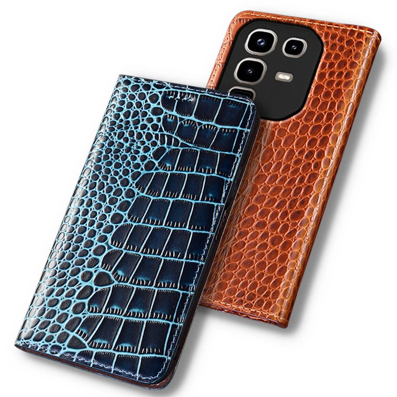 Flip Case For Infinix Note 50 Pro+ Plus 50S 50X Crocodile Pattern Magnetic Cover Luxury Cowhide Genuine Leather Wallet Covers - náhled 2