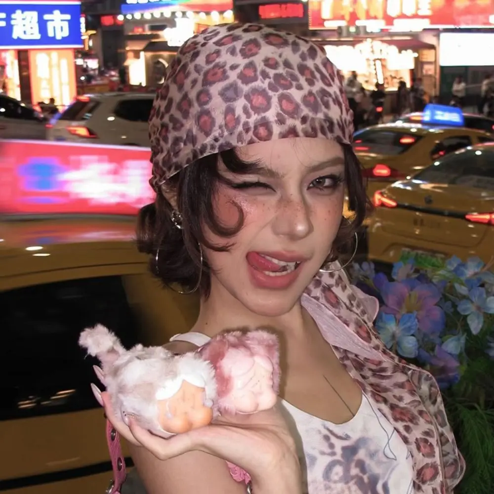 

Headwear Y2K Leopard Print Hair Scarf Hip Hop Spicy Girl Punk Bandana Letter Hair Accessories Star Hair Band Streetwear