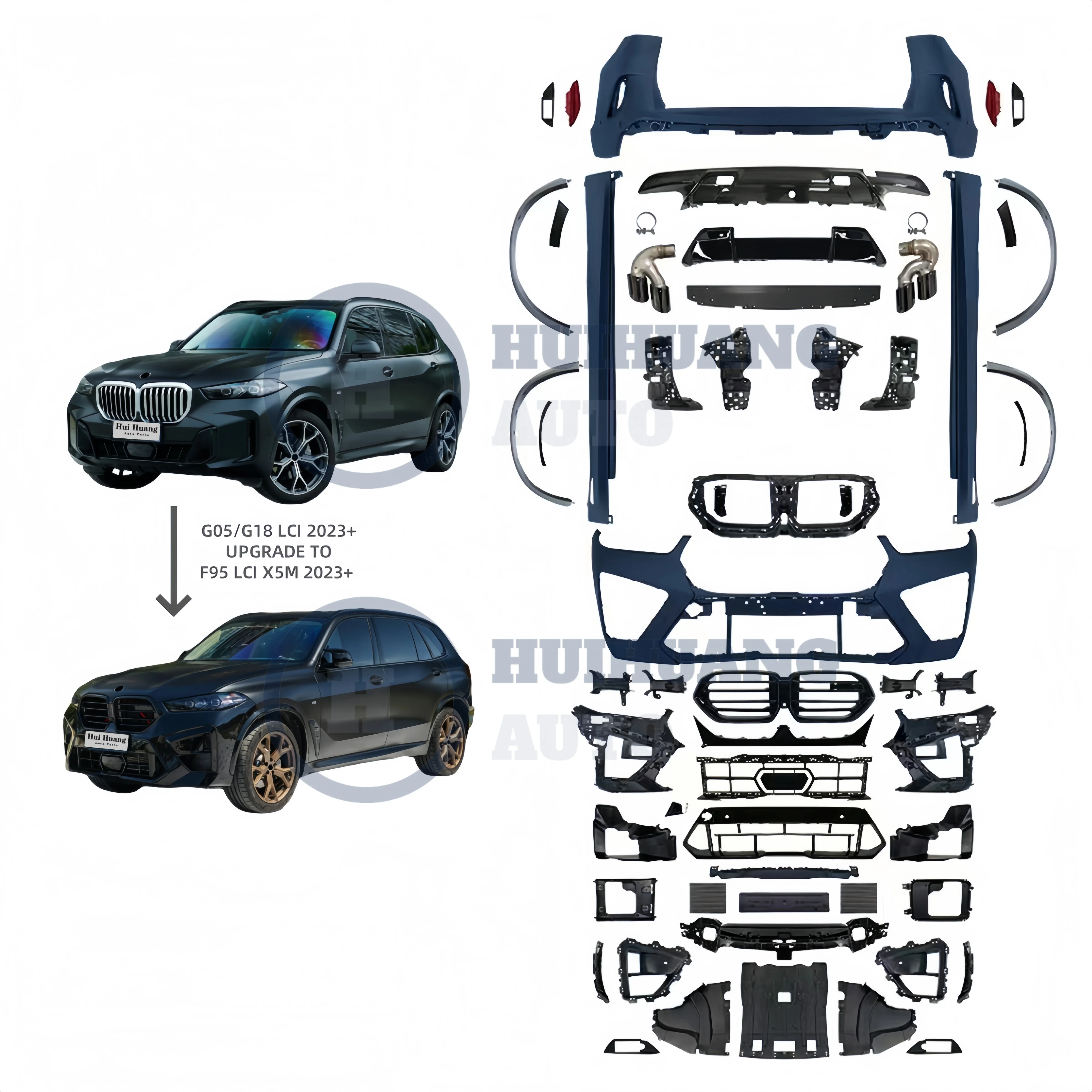 Body Kit for  X5 G05 LCI 2023+ Upgrade to X5M F95 LCI Style Facelift Car Bumpers Complete Auto Parts