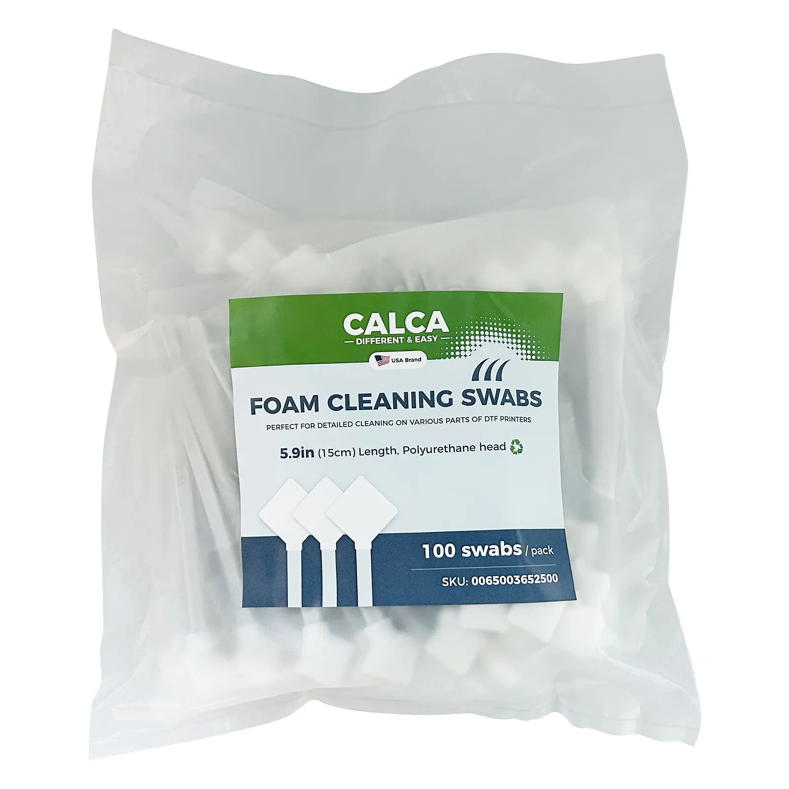 

US Stock CALCA 100pcs Foam Cleaning Swabs for E/pson Roland Mimaki Mutoh Inkjet DTF Printers 5.9in Length DTF Tools Accessories