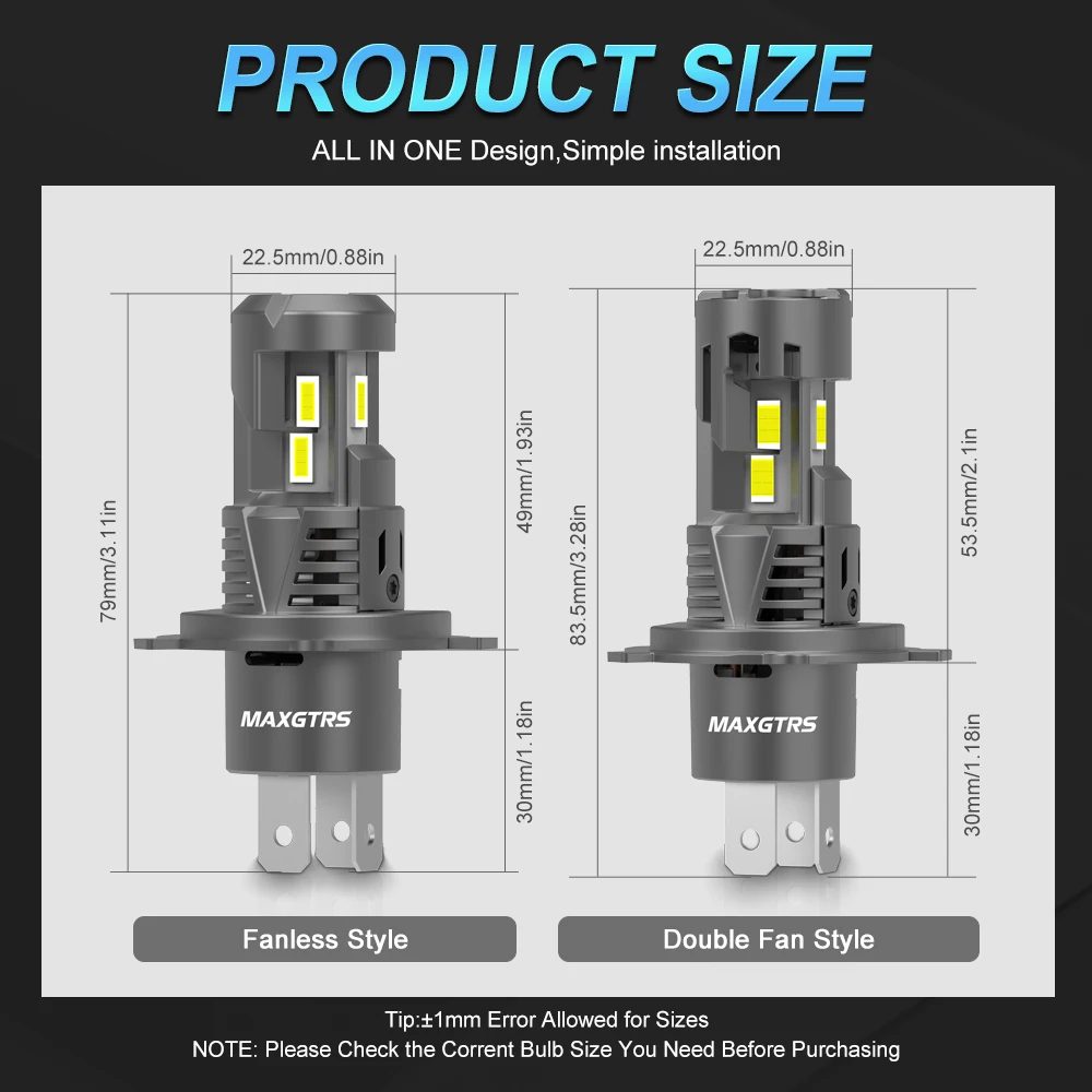 جديد MAXGTRS 30000LM H4 LED أضواء لمبة 9003 HB2 LED المصابيح الأمامية عالية ومنخفضة شعاع مع مروحة لاسلكية 110 واط كشافات السيارة 12 فولت