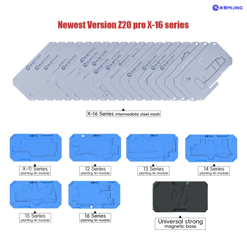 MiJing Z20 Pro BGA Reballing Stencil Platform for iPhone X-16 PRO MAX Magnetic Fixture Motherboard Middle Frame Soldering