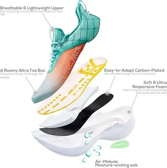 ONEMIX Carbon Plate Running Shoes Marathon Professional Shock Absorbing Athletic Sneakers For Men Women Trendy Color Matching