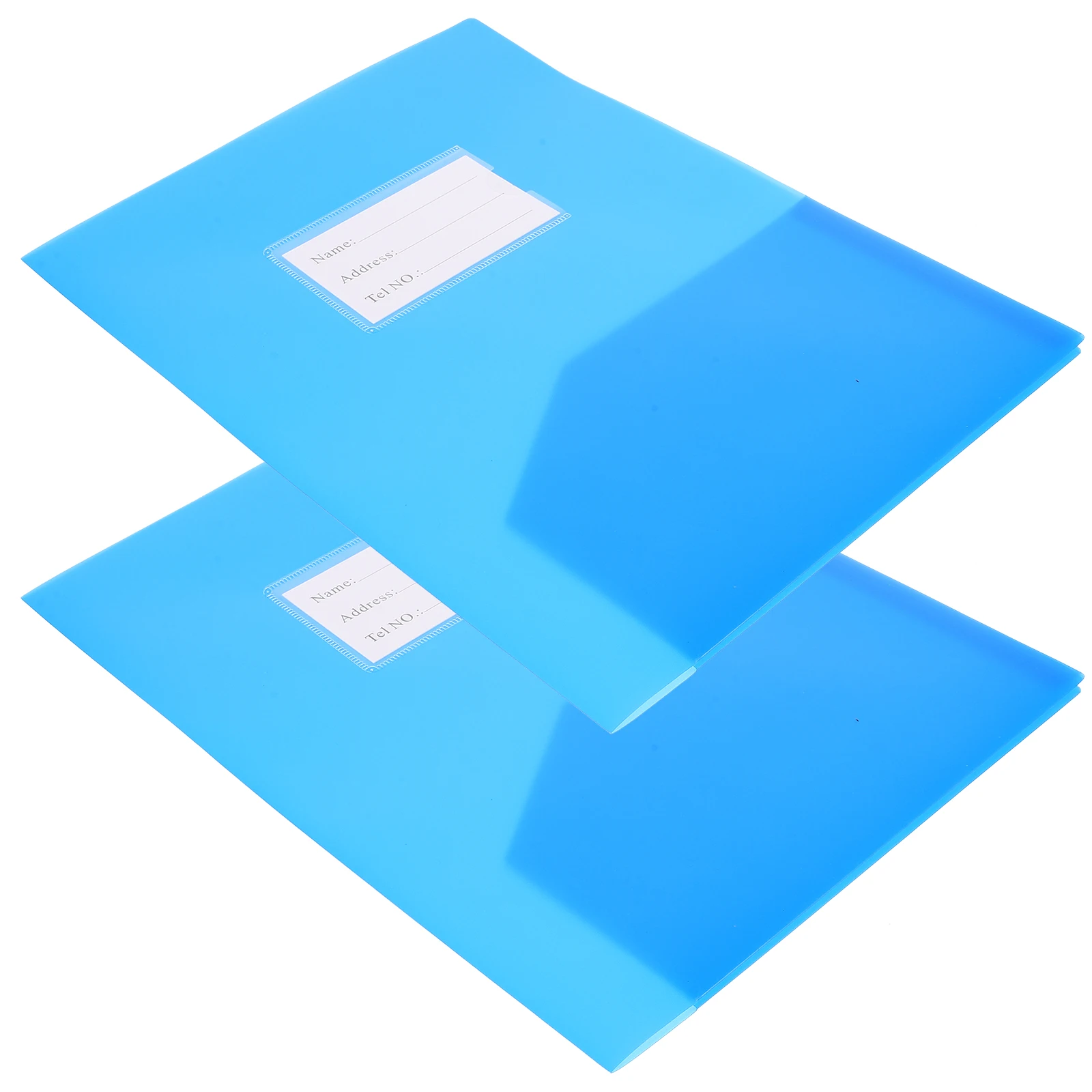

2pcs A4 Document Folders Blue PP Material Double Slots File Storage Office Supplies Plastic Test Papers Student Files