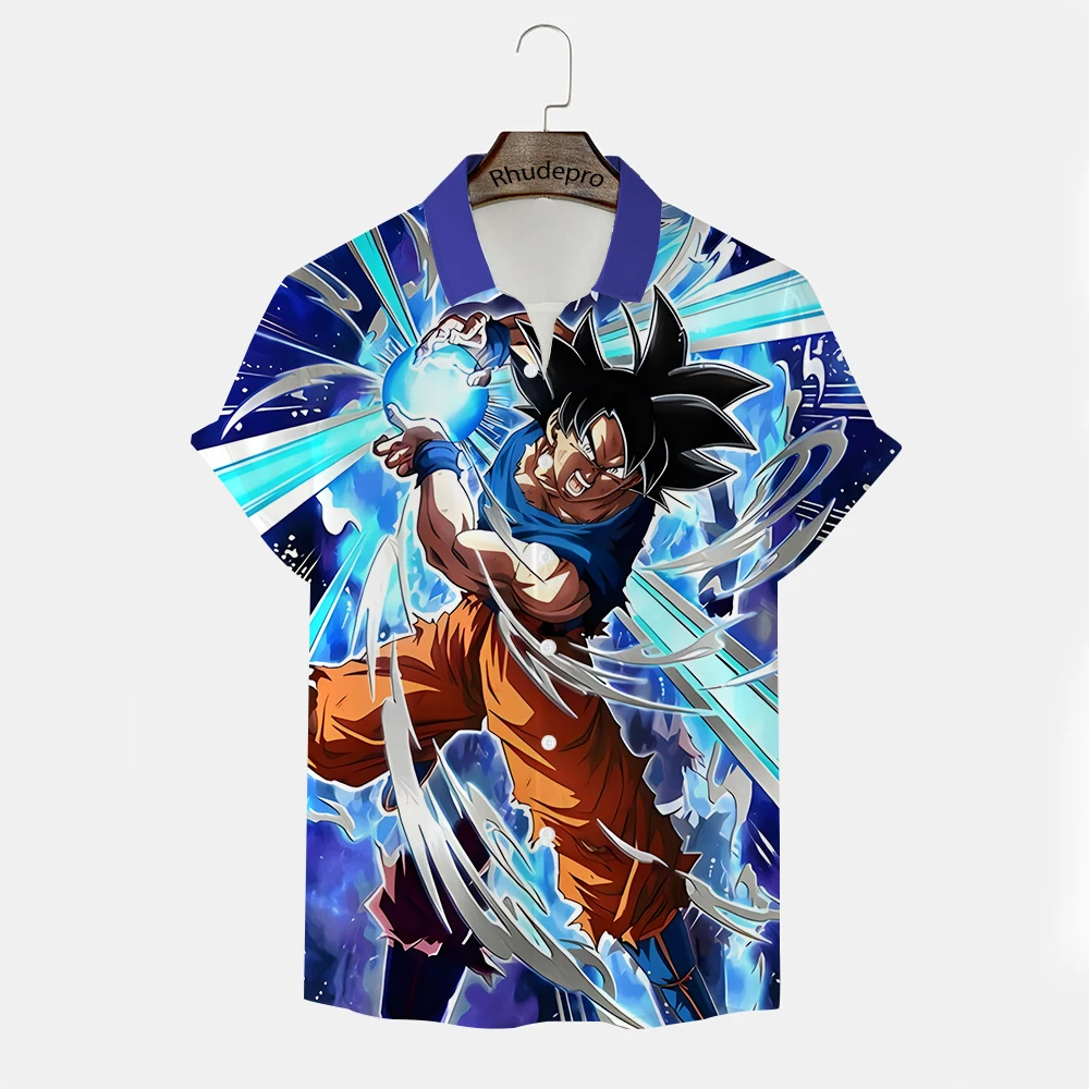 Chemise surdimensionnée de style Harajuku pour hommes, chemises d'anime japonais, vêtements Y2K, tendance de la nouvelle mode Goku, haute qualité, cadeau, 2024