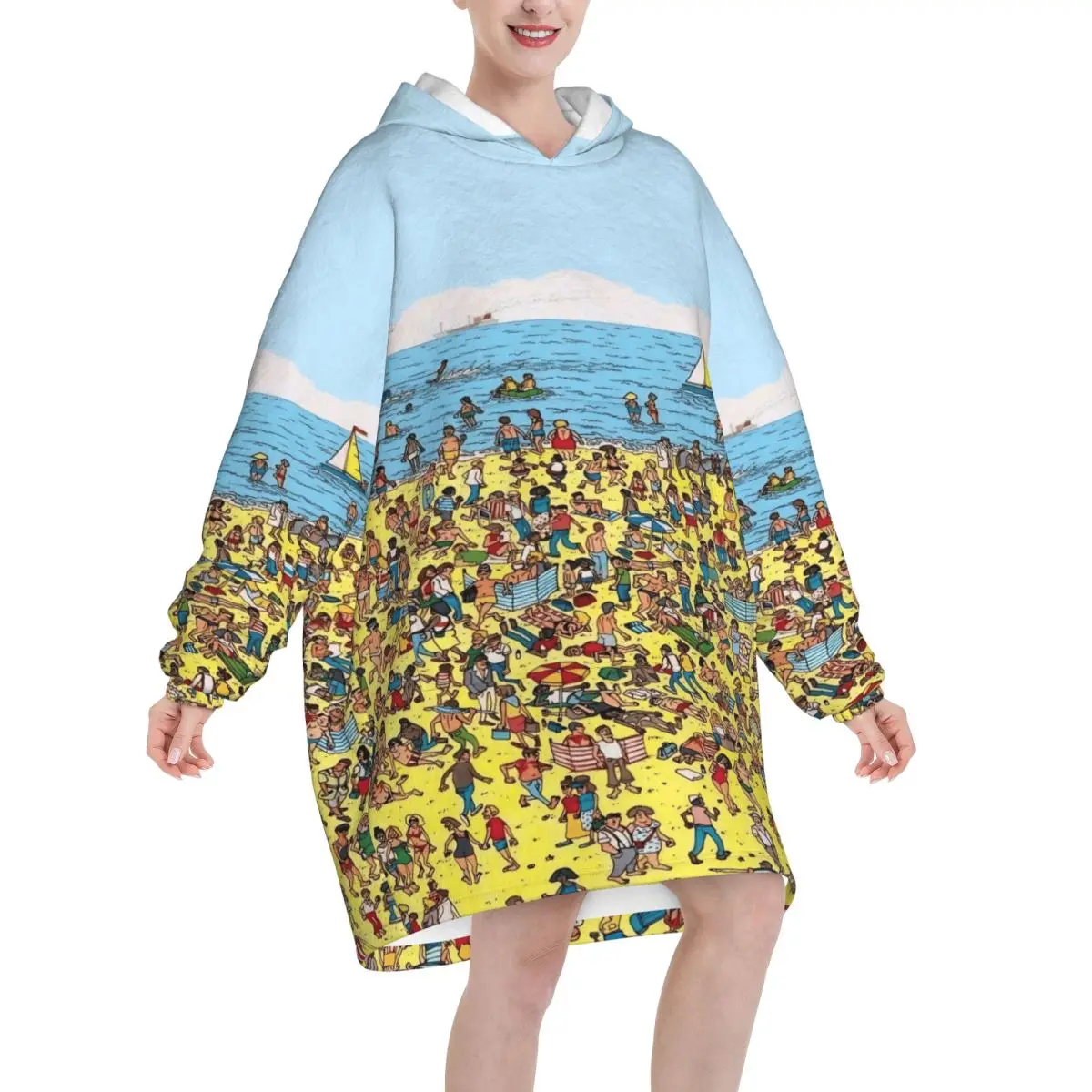 Wally Waldo Wearable Blanket Hoodie for Women Men Oversized Sweatshirt Blanket with Pocket