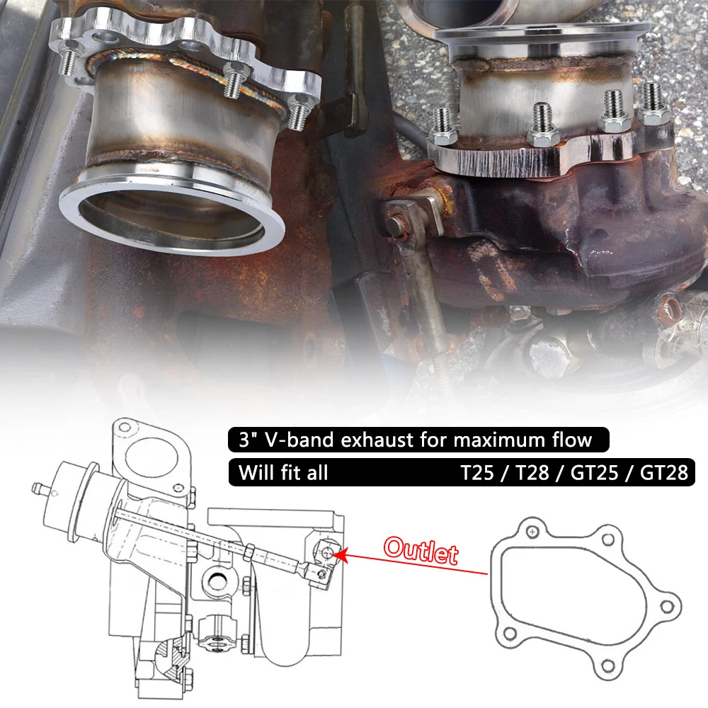 

PQY - T25 T28 GT25 GT28 8 БОЛТ до 3 "в-диапазона V-диапазона Переходник выпускного коллектора Фланец PQY4826