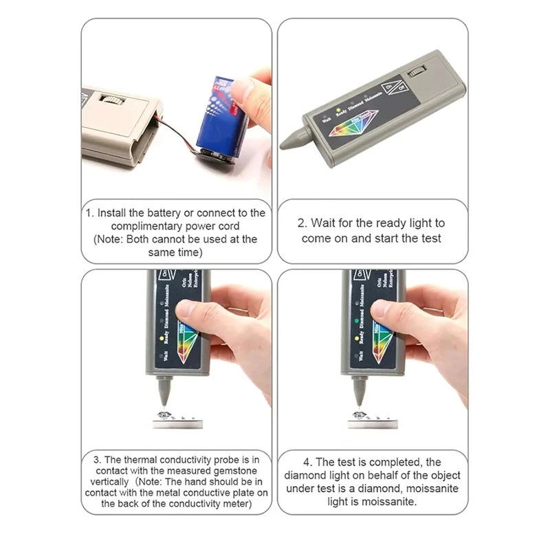 

B84B-Diamond Tester Pen, LED Indicator Quick Warm-Up For Testing Diamonds And Moissanite,Practical Jewelry Tool US Plug