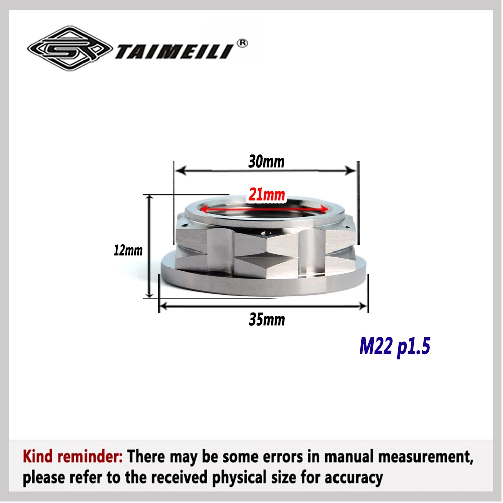 TAIMEILI GR5 TC4 Titanium Decorative Nut M22 Pitch1.5, Suitable for motorcycle coupling plate nuts 5pcs/10pcs