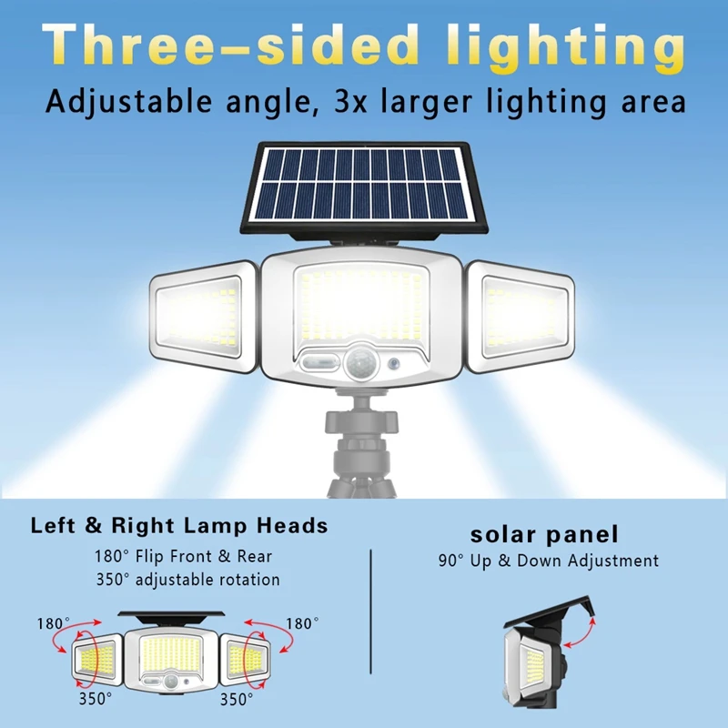 231LED Solar Motion Sensor Light Adjustable Tripod USB Solar Charging IP65 Waterproof Outdoor Garden Camping Security Lamp