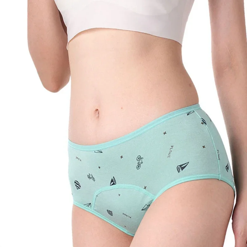 

Girls Children Low-rise Physiological Period Leak Proof Menstrual Panties Floral Printing Cotton Underwear Breifs for Teenagers