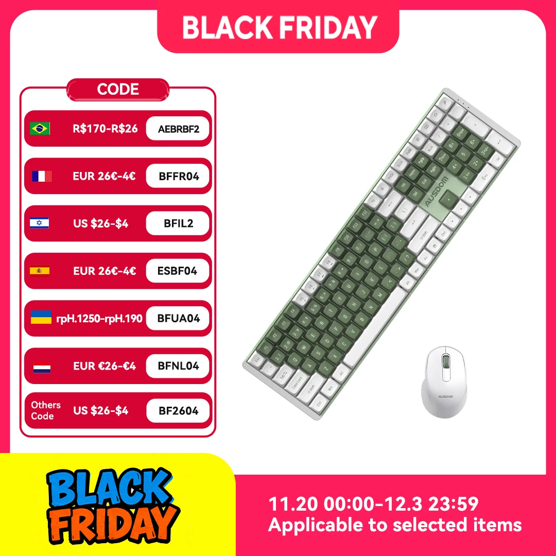 

AUSDOM Hola111 Mechanical Keyboard 2.4G Wireless Gaming Esports Home Office Keyboard 111 Full Key TTC PBT Keycaps For Windows PC