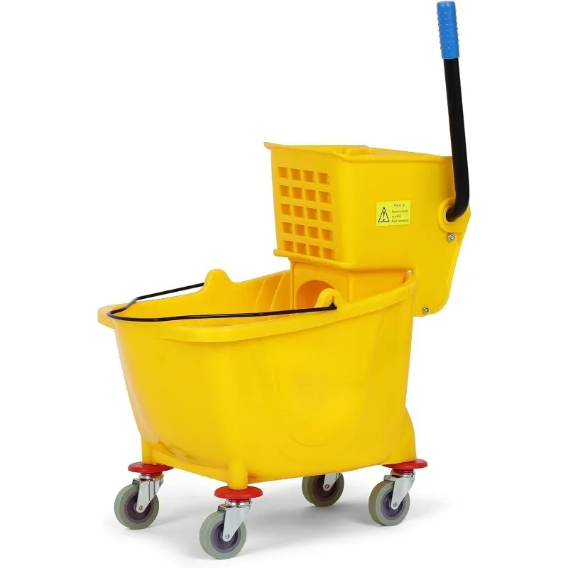 

26QT Side Press Wringer Mop Bucket, Commercial Grade Cleaning Pail for Janitorial, Hotel & Floor Care