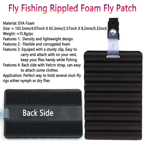 Imagen 2 del producto Bimoo, 1/2 Uds., parche de espuma ondulado para pesca con mosca para chaleco con Cilp, soporte para moscas de ninfa seca, herramienta portátil, accesorios de pesca con mosca, aparejos