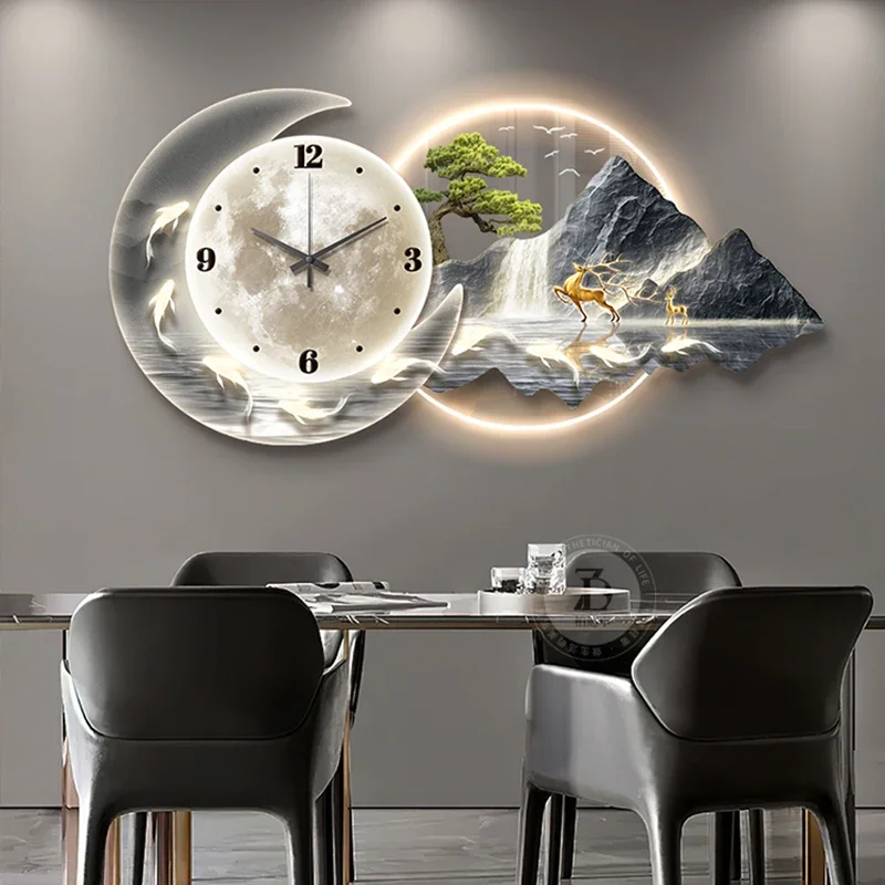 Large Art Mural Wall Clocks Modern Luxury Led Aesthetic Silent Wall Watch Creative Design Fashion Wanduhr Living Room Decoration