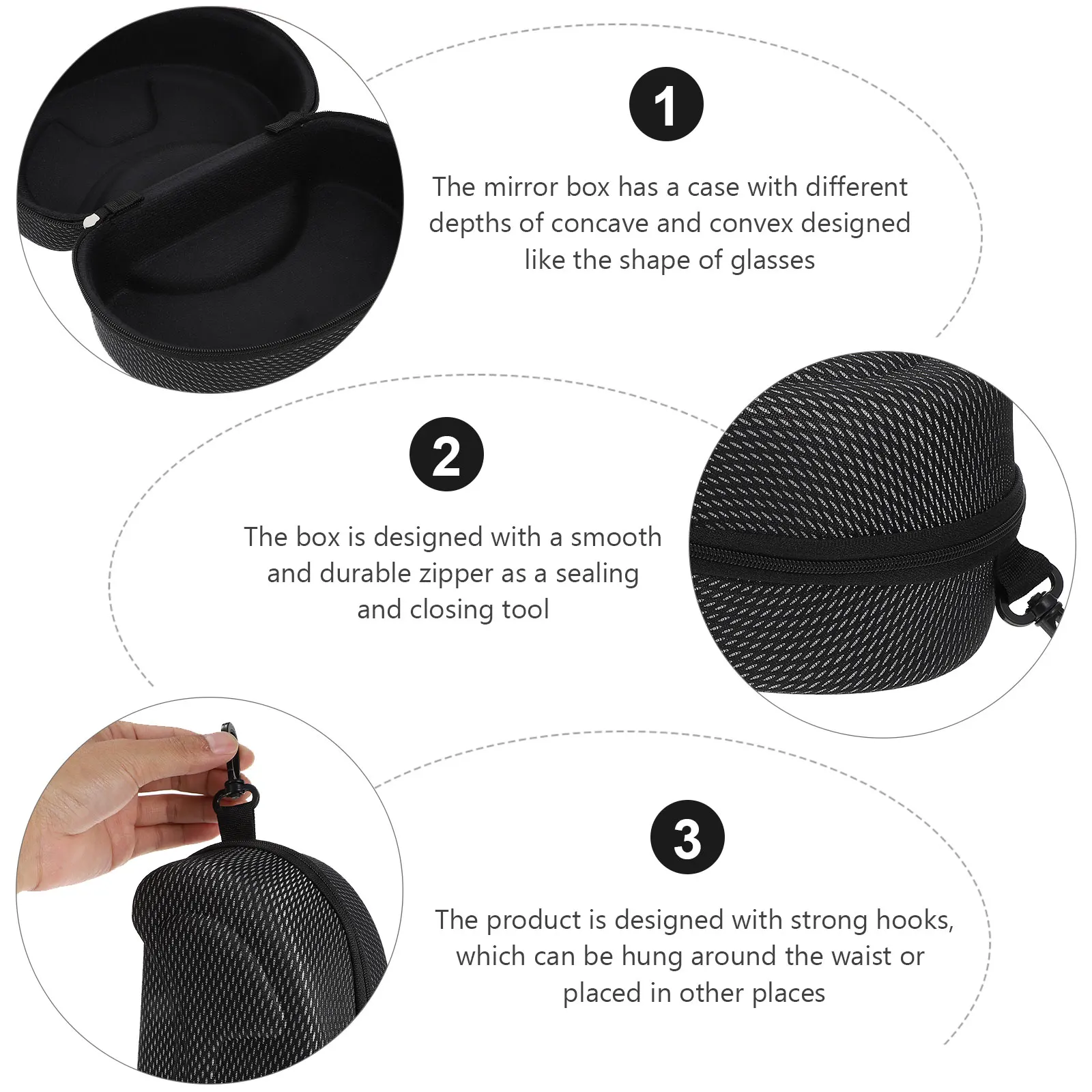 

1pc EVA Motorcycle Bag Sunglasses Glasses Storage Storage Black Travel Glasses Pouch Durable Safe Zipper Smooth