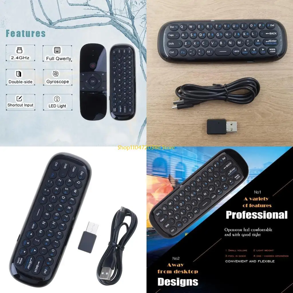 K0EA W1 2.4G Remote Control Air Mouse and Keyboard Double Sided Perfect for TV Box, PC