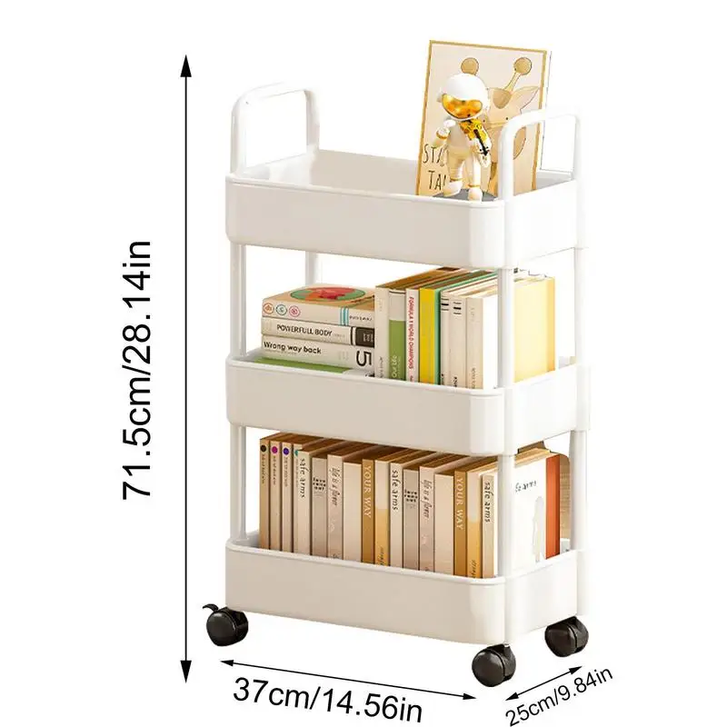 3/4 Tier Movable Storage Rolling Cart Utility Cart Rolling Vertical Shelf Snack Cart Bedroom Kitchen Movable Storage Organizer