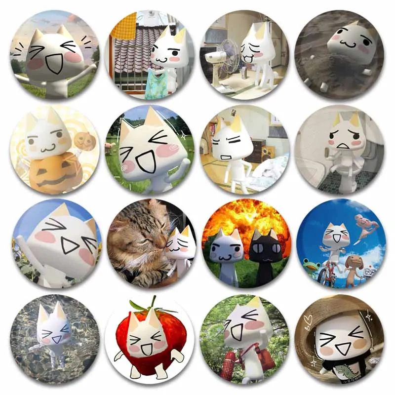 Kawaii Toro Inoue Cat Badge Funny Anime Game Figure Soft Button Pins Handmade Cartoon Round Brooch Bag Hat Decoration Jewelry