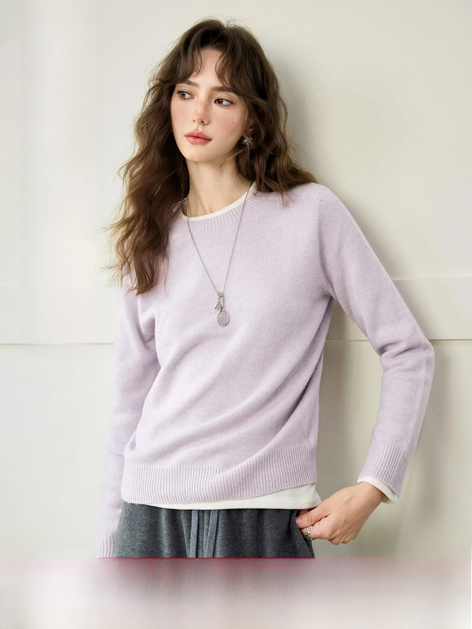 

NAGUAGU Sl One-Piece High Collar round Ne Women's Knitted Wool Sweater Casual Sle Thiened Long Sve Base irt