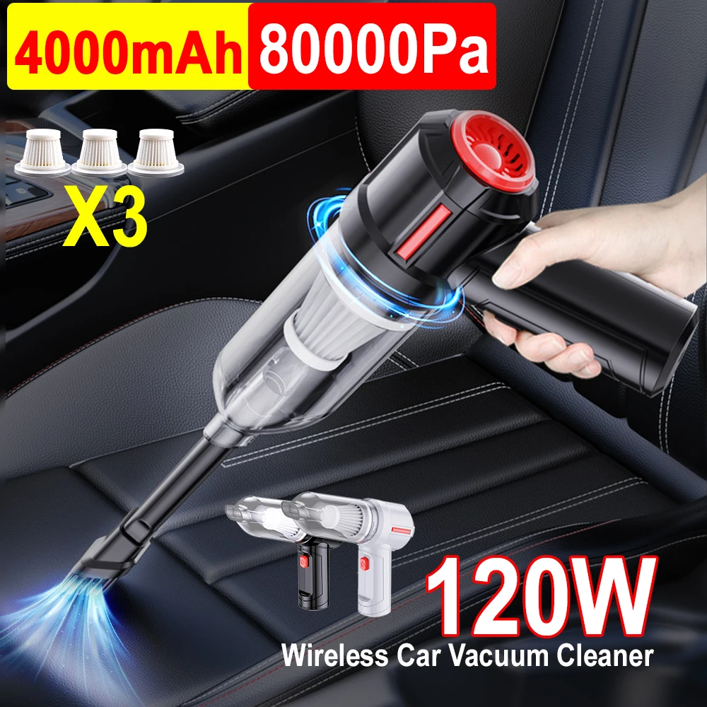 Aspirador portátil para carro molhado e seco, carregamento sem fio, portátil, alta potência, Air Mini, 3 em 1, 80000Pa, 120W