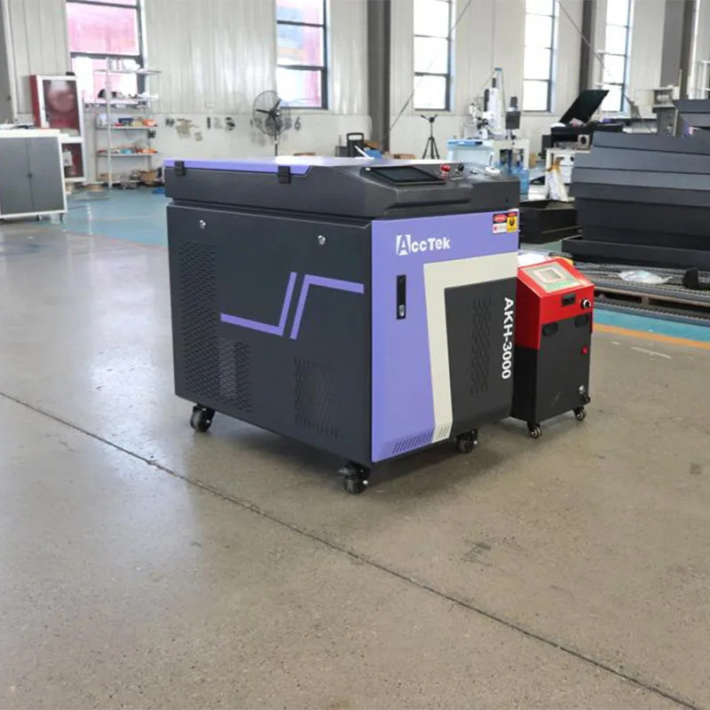 Saldatrice laser per metalli AccTek Mini dal design compatto 3kw 2kw con saldatura a doppio filo, saldatore laser in acciaio e alluminio