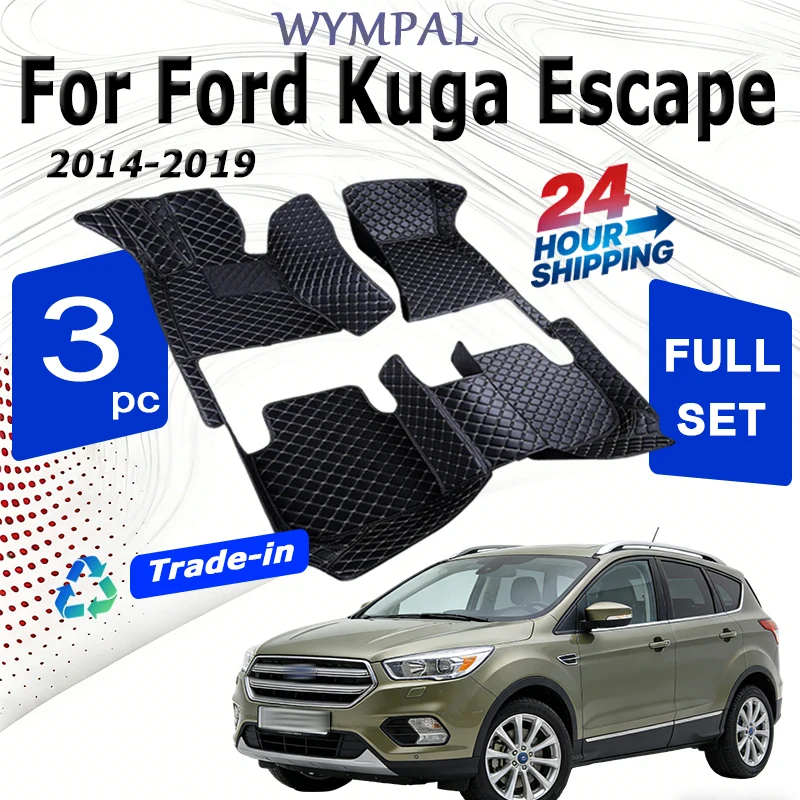 

Кожаные автомобильные коврики для Ford Kuga Escape Facelift 2019 2018 2017 2016 2015 2014, коврики, накладки, аксессуары для интерьера