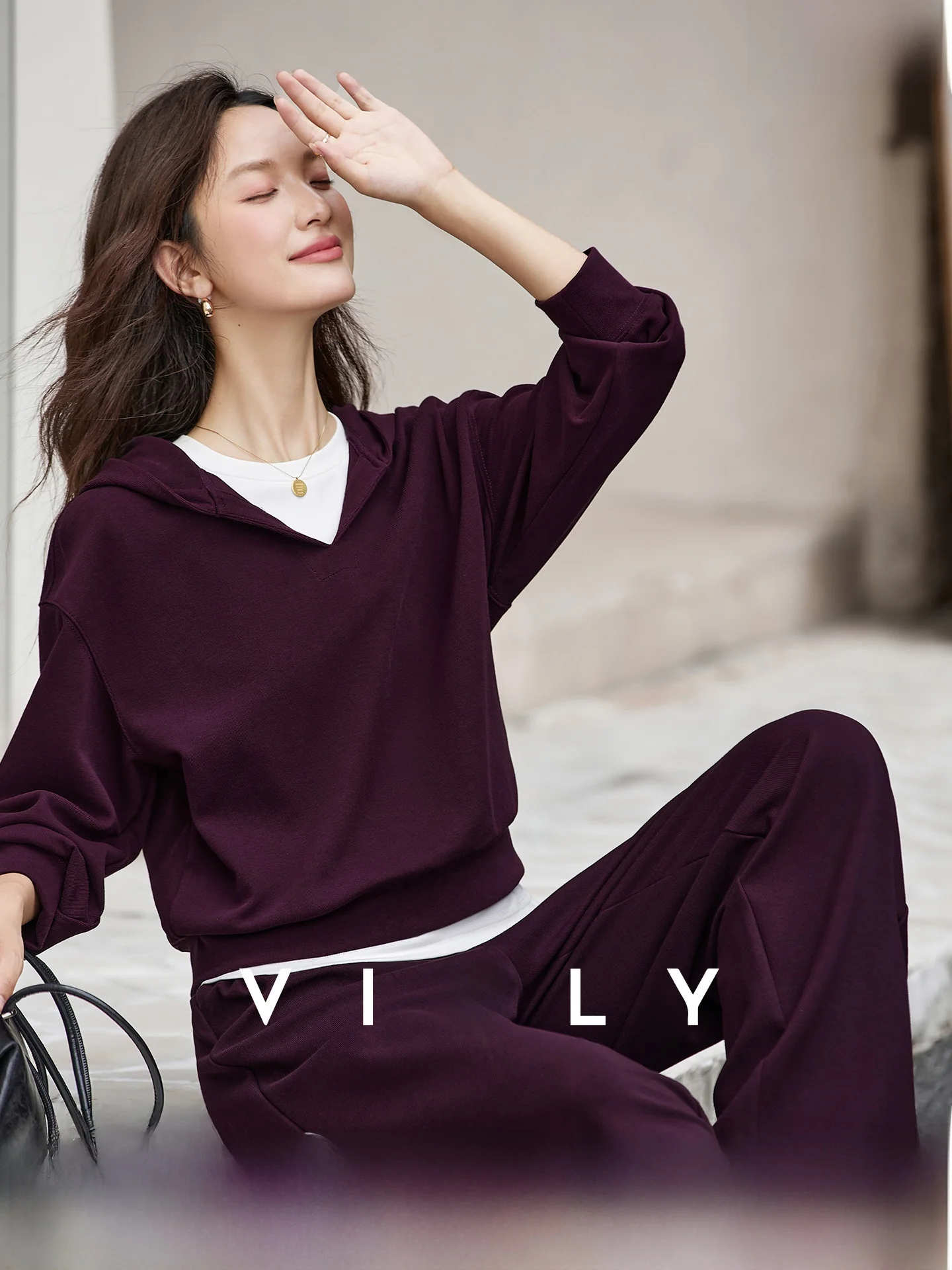 

Laid-ba Knitted Set Women's Hoodie Wide Leg Pants Two-piece Autumn New Sle Casual Faion Ensemble Polyester Fabric