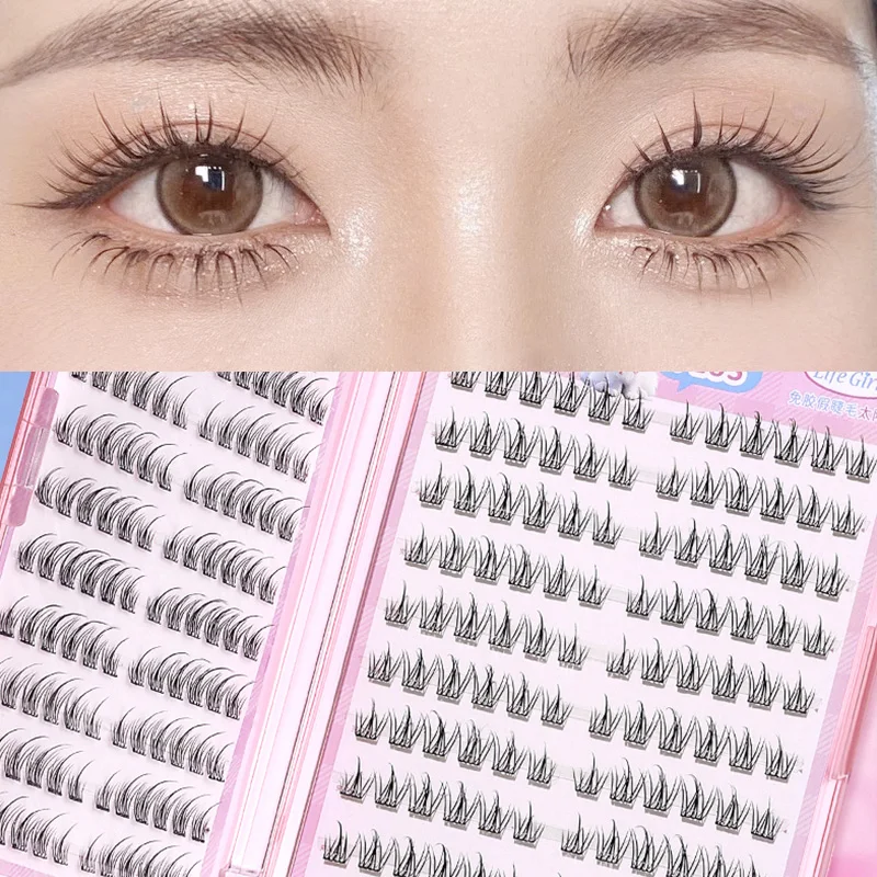 Life Girls Large-capacity glue-free false eyelash Sunflower Natural Simulation segmented curling thick eyelash Book