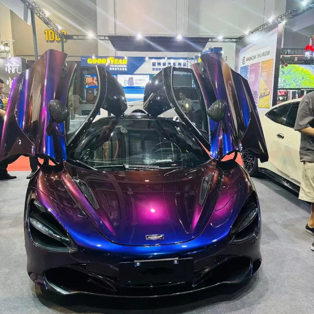 1.52*17meter Pet Gloss Thunder Lightning Sparkling Chameleon Car Vinyl Wrap