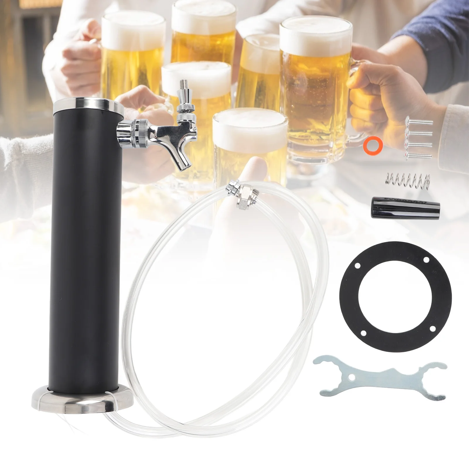 

Single Tap Stainless Steel Draft Beer Tower Draft Beer Tower Smooth Fluxion 3 Inch Column Type Modern Enduring for Pubs