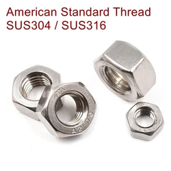 American standard thread Stainless steel 304 Hex nut UNC UNF 2#-56 4#-40 6#-32 8#-32 10#-24 1/4-20 5/16-18 3/8-16 7/16-14 1/2-13