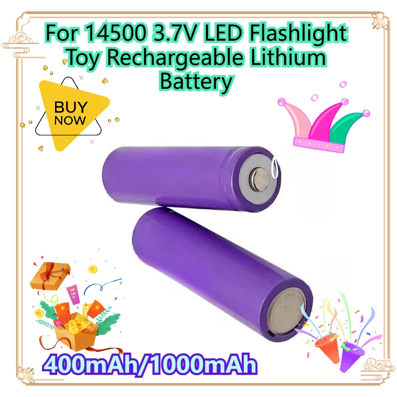 

400mAh/1000mAh For 14500 3.7V LED Flashlight Toy Rechargeable Lithium Battery