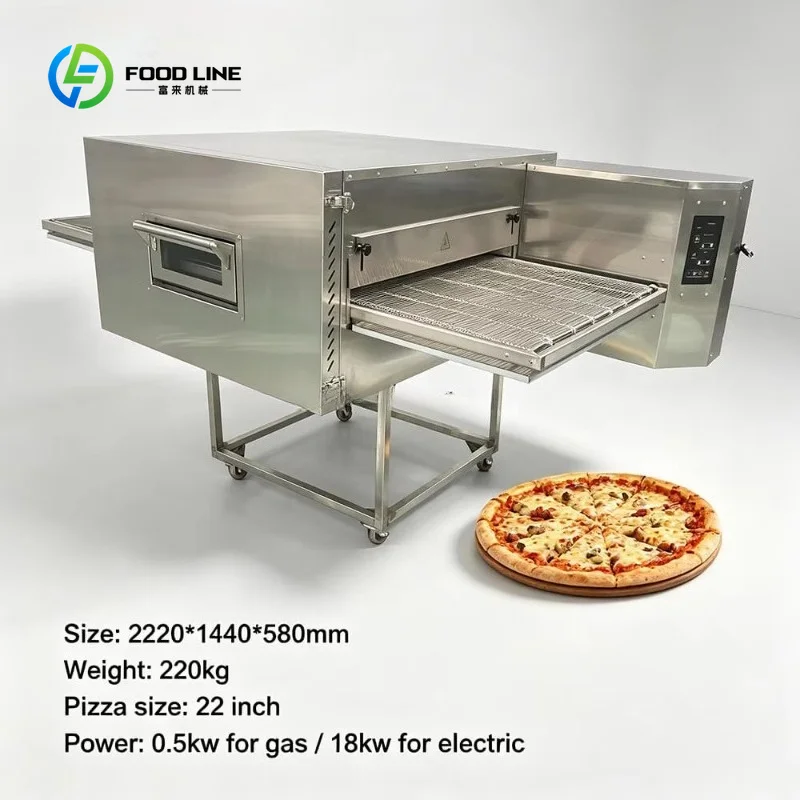 Customized Electric Conveyor Pizza Oven 32 Inch Automatic Chain Tunnel Baking Machine SUS304 Stainless Steel Digital Control