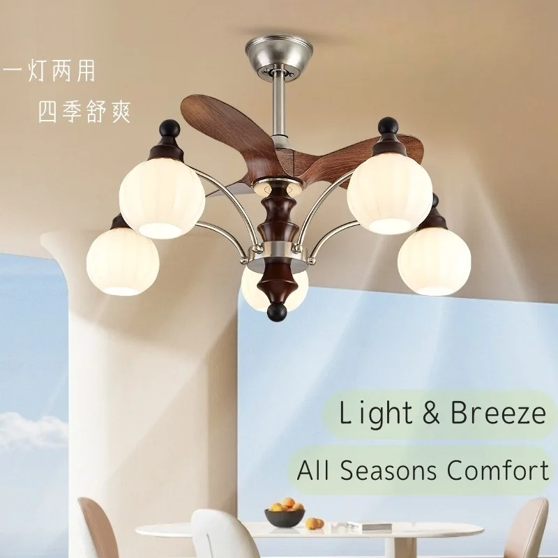 2025 High end ceiling fan light for living room with 5 heads of antique style variable frequency high wind ceiling fan