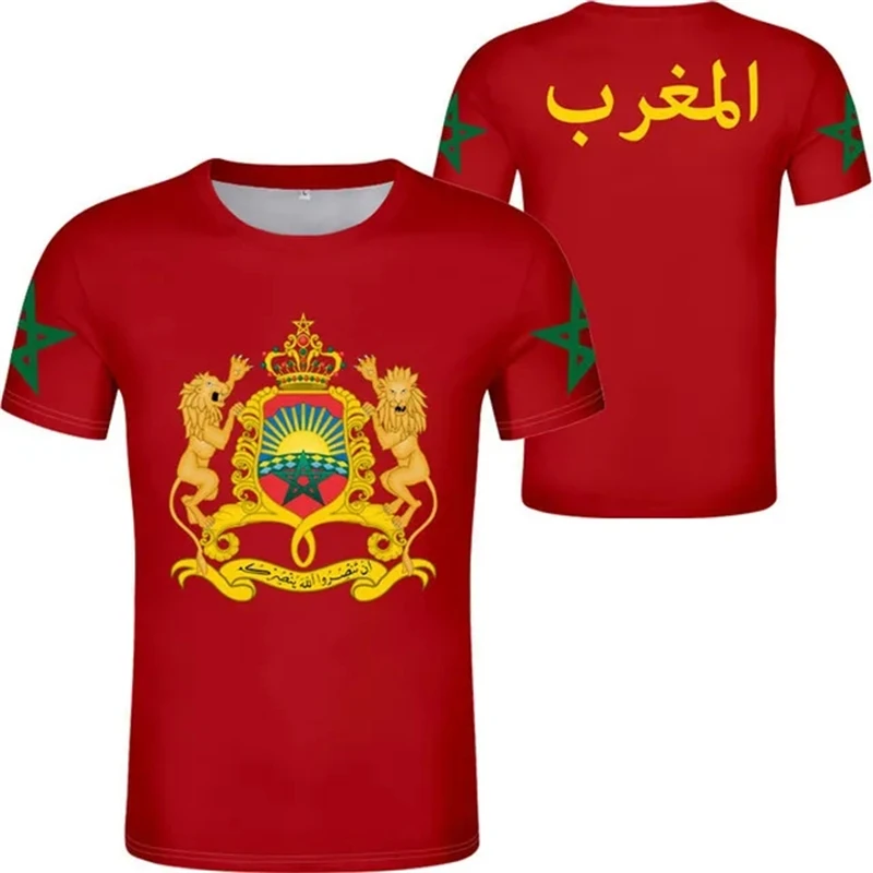 

Summer Morocco National Emblem Flag Print Men's T-shirts Daily Casual Oversized Loose T Shirt Short-sleeved Male Tops Camisetas