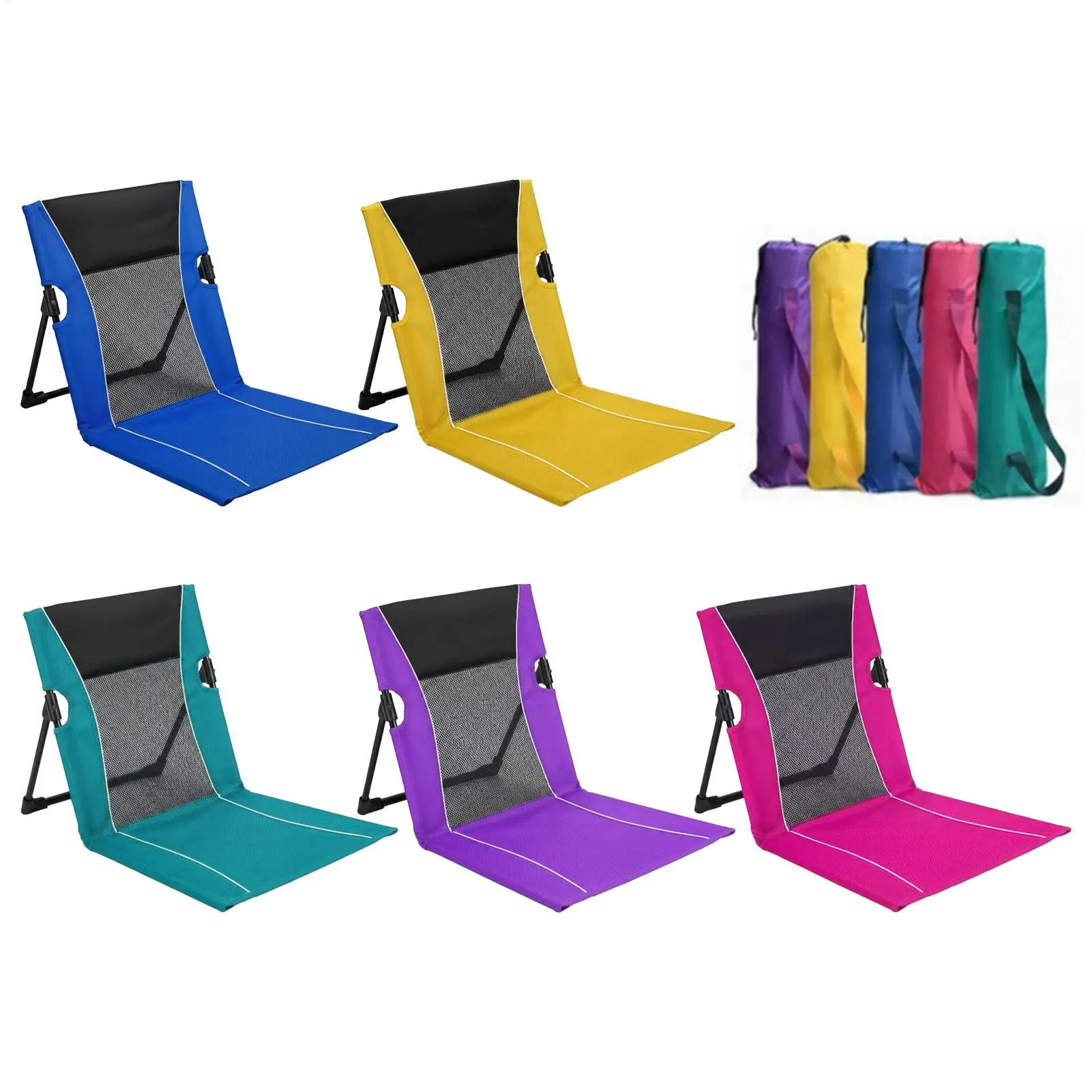 Low Beach Chair Foldable Poolside Lounge Seat with Carry Bag Lounge Chairs for Poolside for Tanning Traveling Camping Picnic