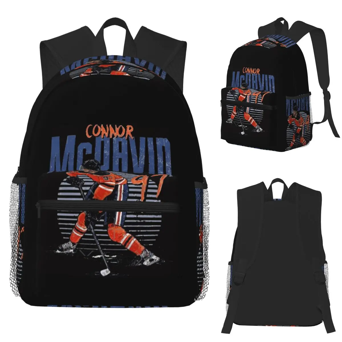 Connor McDavid 97 For Edmonton Oilers Fans Student Backpack School Bag Hiking Travel Daypack for Men Women Bookbag Shoulder Bags