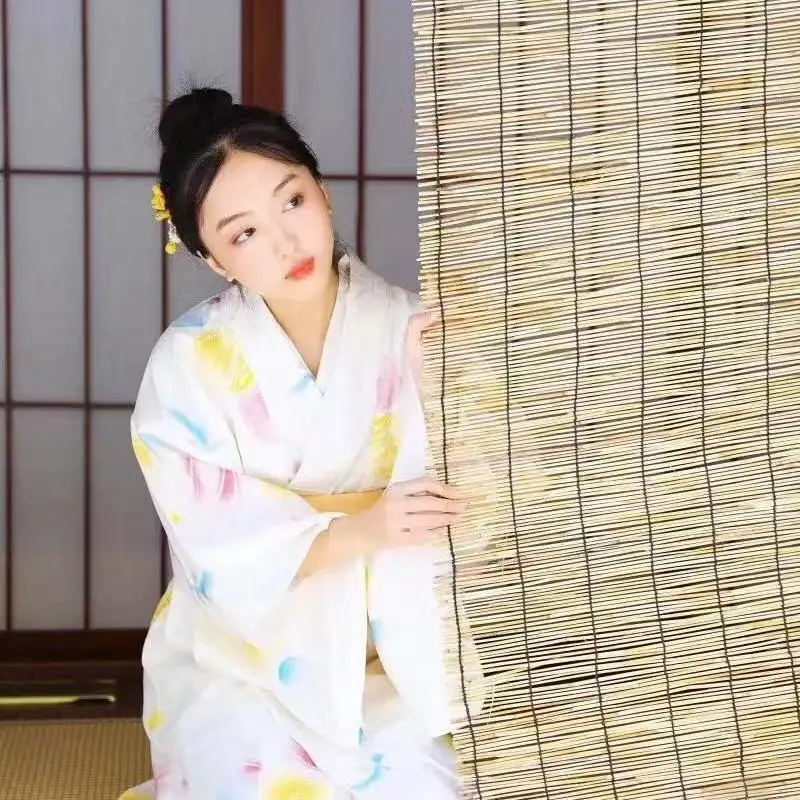 Japanese Yukata Dress Four Seasons Kimono Style Dress for Women, Modernized Traditional Design with Adjustable Waist