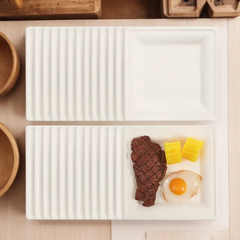 50Pcs Thick White Square Disposable Plates Serving Platters Party Dinner Food Trays Picnic Camping Disposable Plates