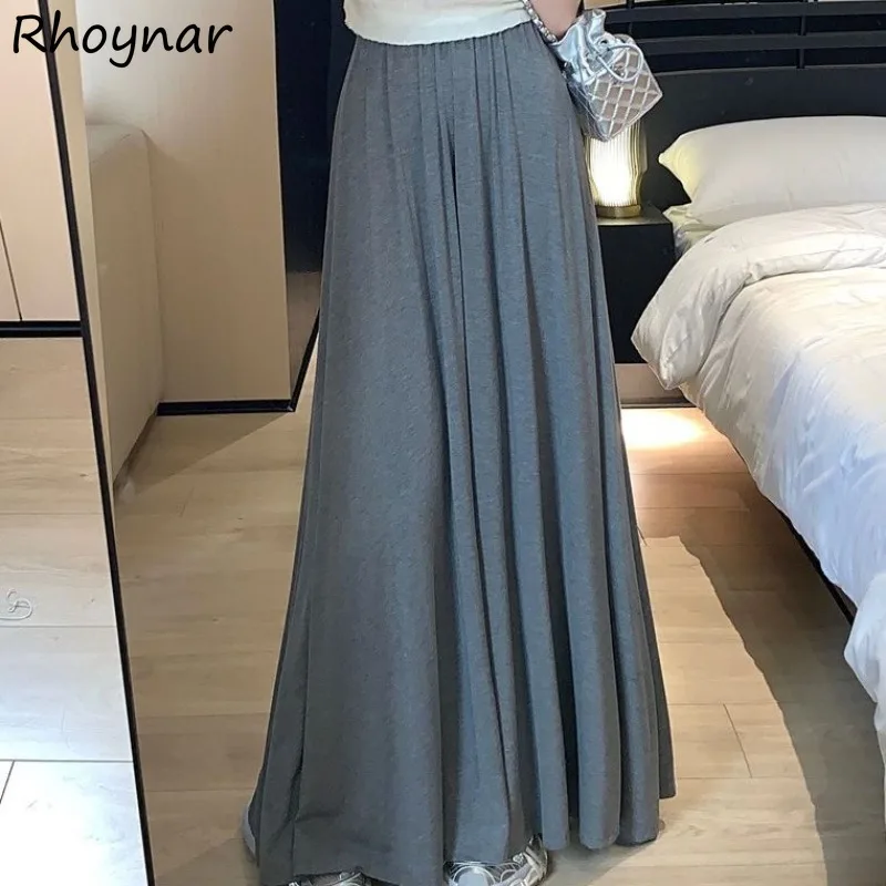 

Tender Korean Fashion Long Skirts for Women Vintage Elegant Autumn Ladies Holiday Faldas Simple Folds Versatile Leisure Empire