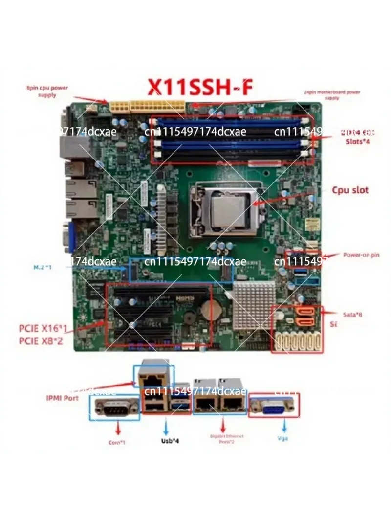 X11SSH-F X11SSM-F Server Motherboard LGA 1151 C236 Chip Dual Gigabit IPMI E3-1200 V5 V6 Support