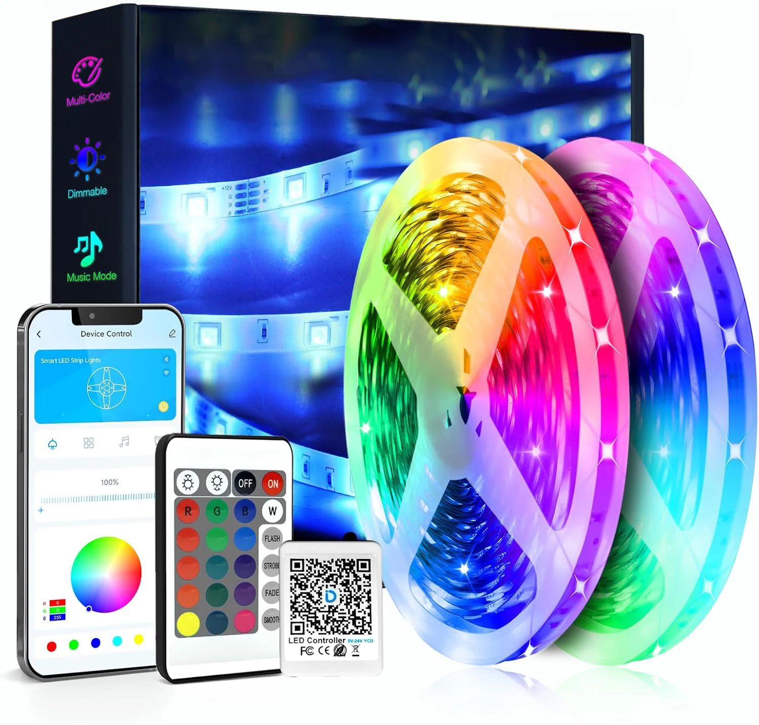 

Led Strip Lights RGB Music Sync Color Changing Led Lights with Smart App Control Remote Led Lights for Bedroom Room Lighting