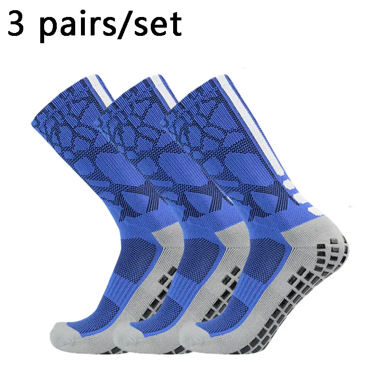 3pairs honeycomb patterned heel striped football socks Sports non-slip square silicone grip soccer socks calcetines hombre