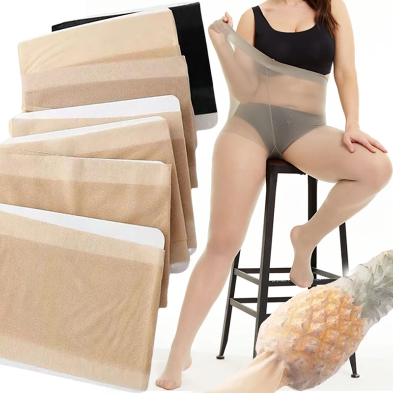 Meia anti-riscos de abacaxi feminina, legging invisível, calças justas respiráveis, meia-calça de cintura alta, meias longas, plus size