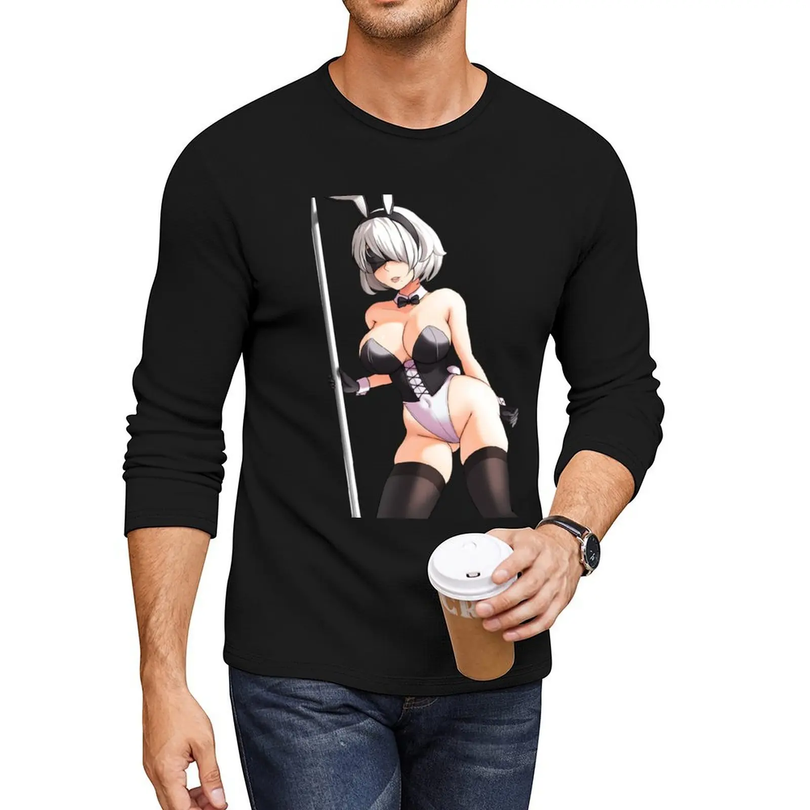

Bunny 2B (NieR: Automata) Long T-Shirt t shirt man Aesthetic clothing kawaii clothes oversized t shirt T-shirt men