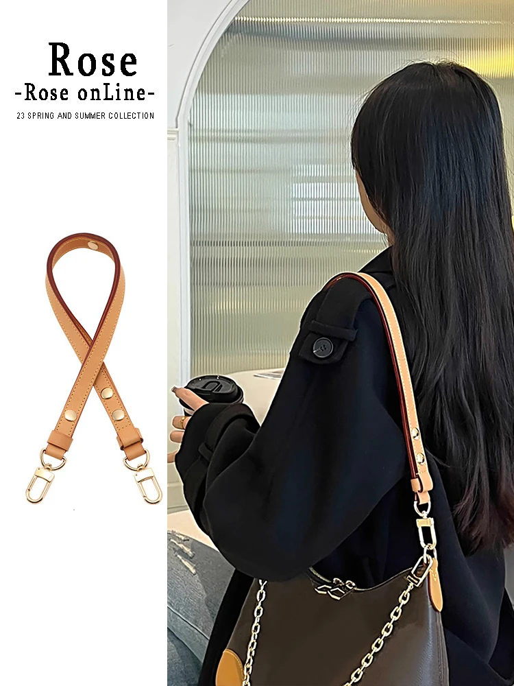 Rose ONLINE For LV Croissant cross-body strap, remodeled strap original replacement cowhide bag strap